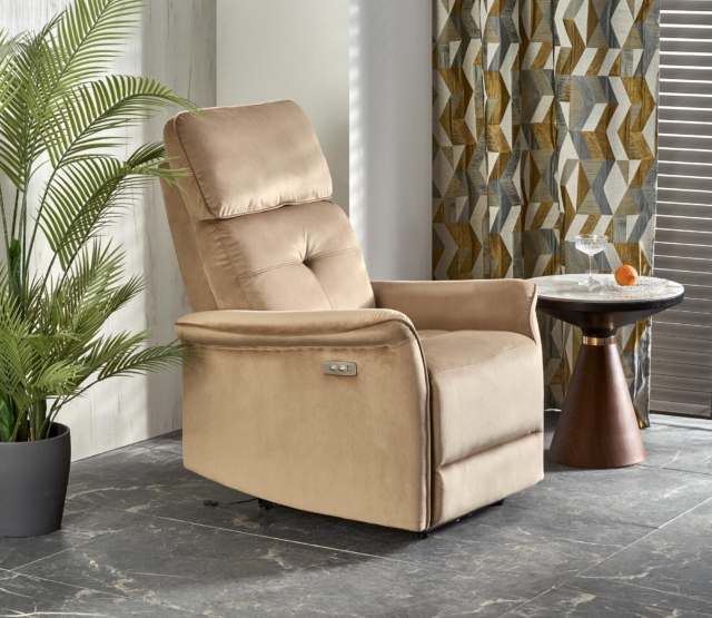 SEMIR recliner with electric folding function / USB plug, beige
