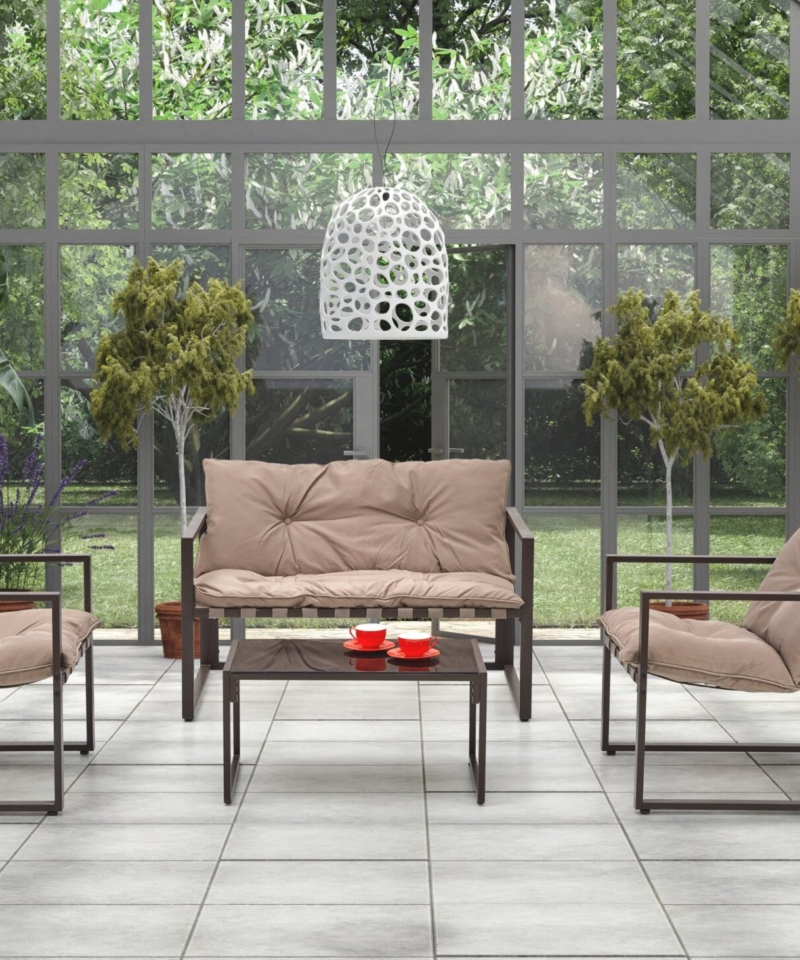 SHARK, garden set ( sofa + chair 2x + c. table ), color: black / cappuccino