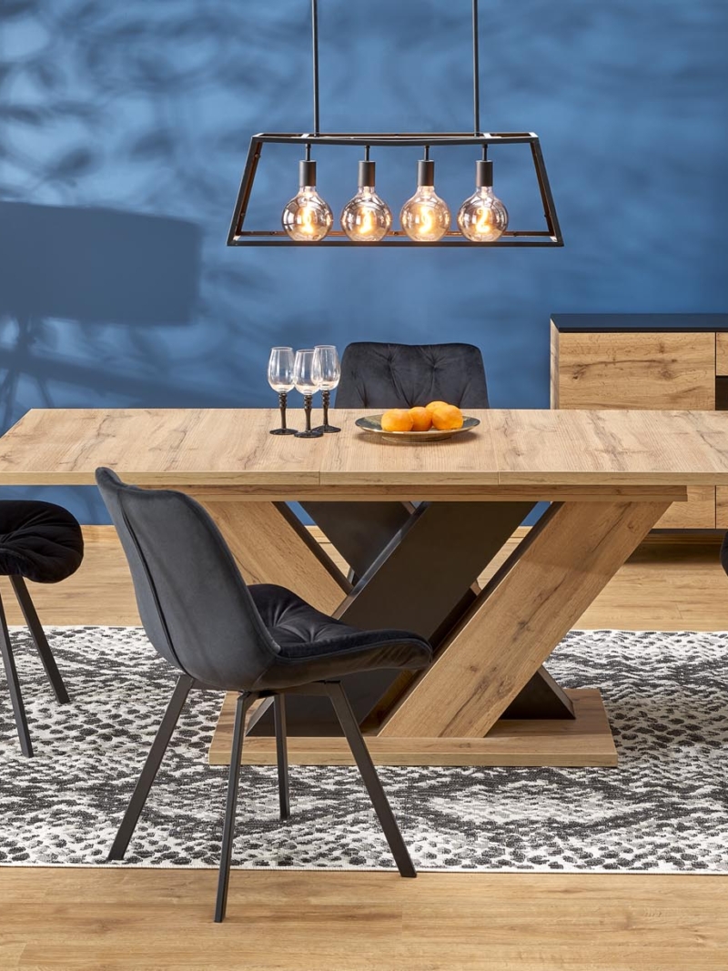 BRANDON extension table, wotan oak / black