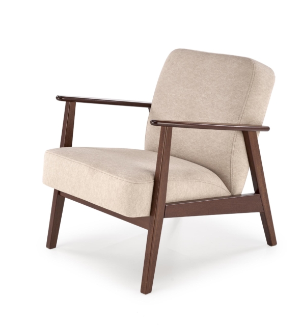 MILANO 1S, leisure chair, beige CASTEL#15 / dark walnut
