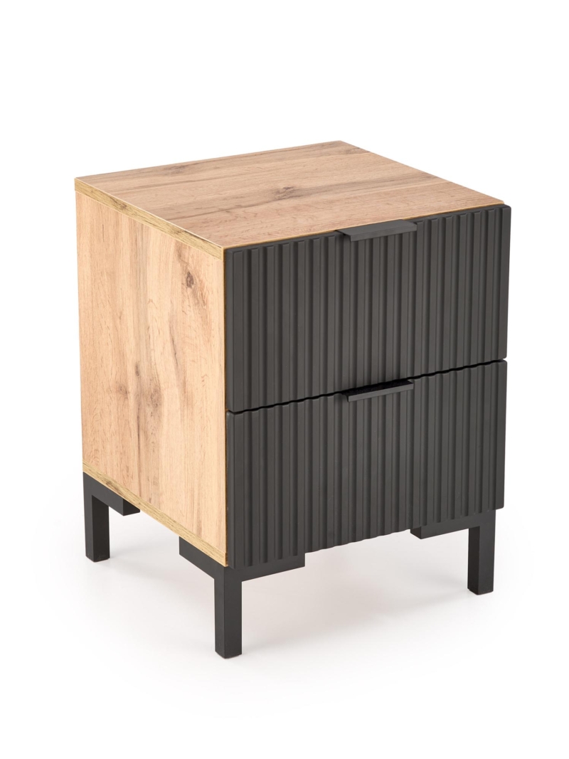 NELA bedside table, craft oak - black