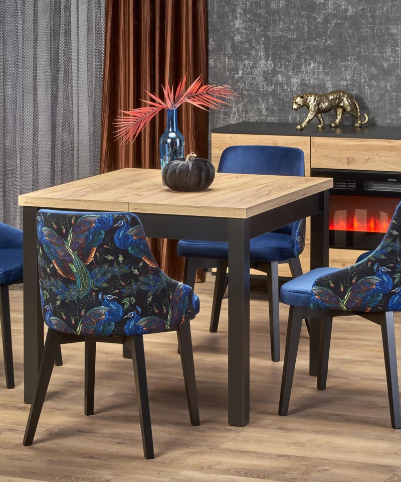 TIAGO SQUARE extension table craft oak / black