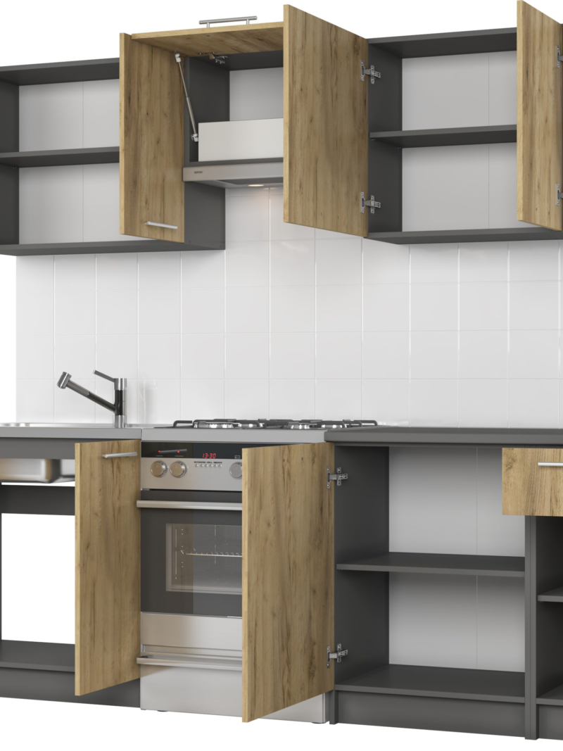 Alternative view of Köögimööbel DARIA 240 - antratsiit/wotan tamm