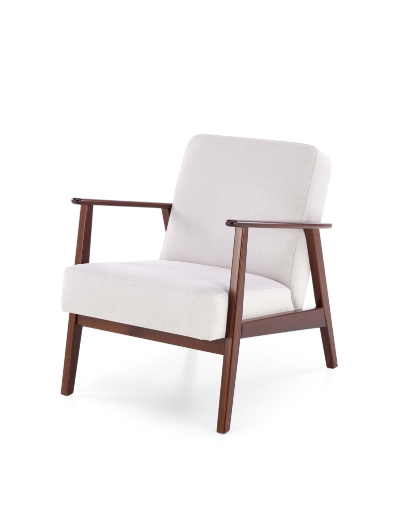 MILANO 1S, leisure chair, light beige CASTEL#04 / dark walnut