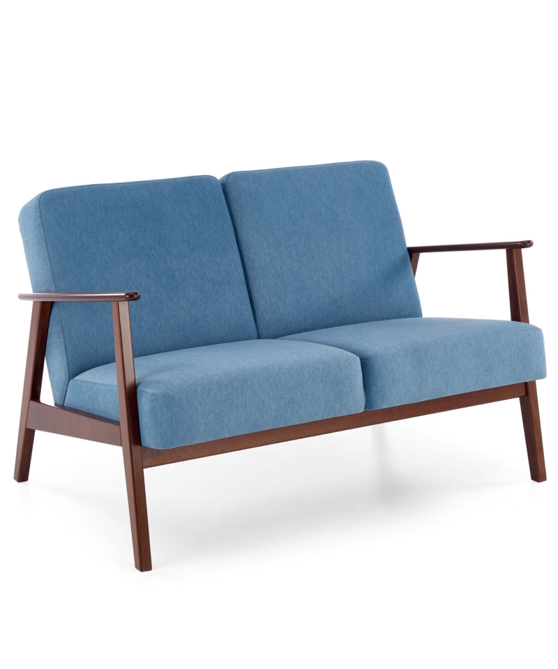 MILANO 2S sofa, blue CASTEL#74 / dark walnut