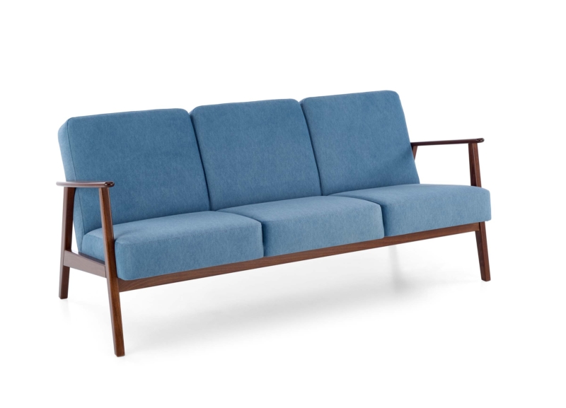 MILANO 3S sofa, blue CASTEL#74 / dark walnut