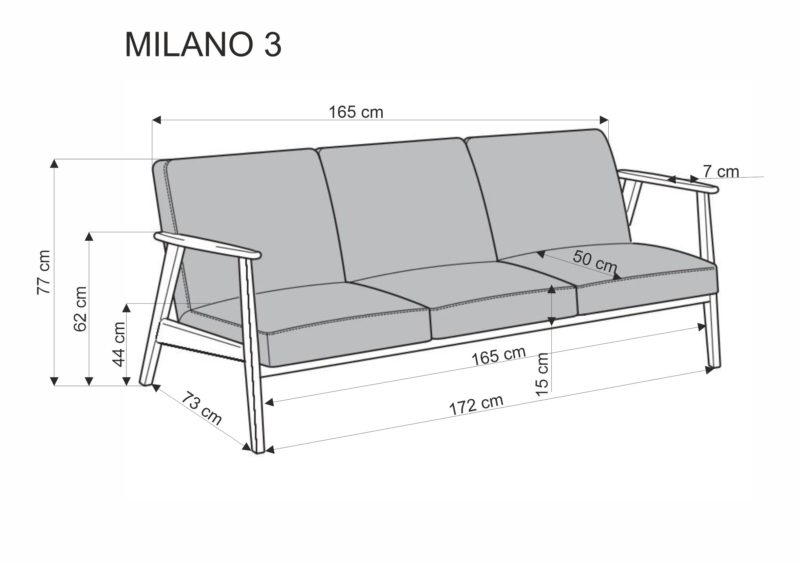 MILANO 3S sofa, blue CASTEL#74 / dark walnut - Image 4