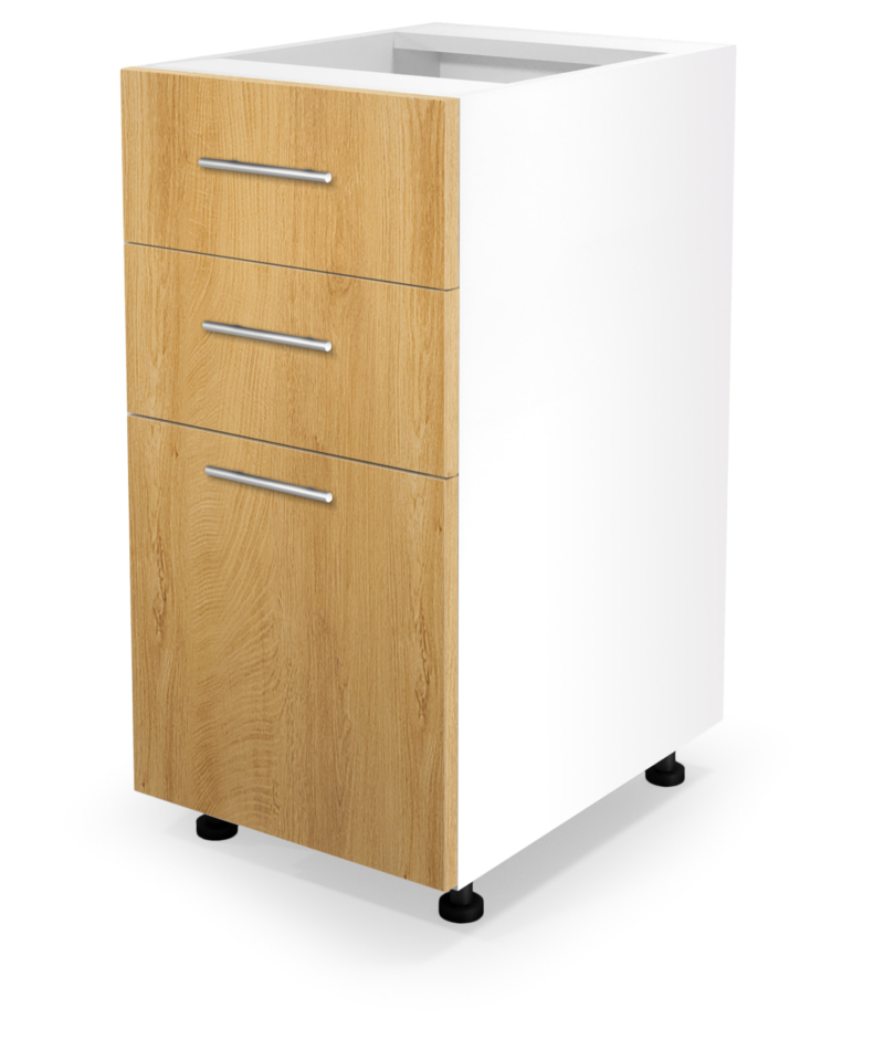 VENTO DS3-40/82 lower cabinet with drawers, color: white/honey oak