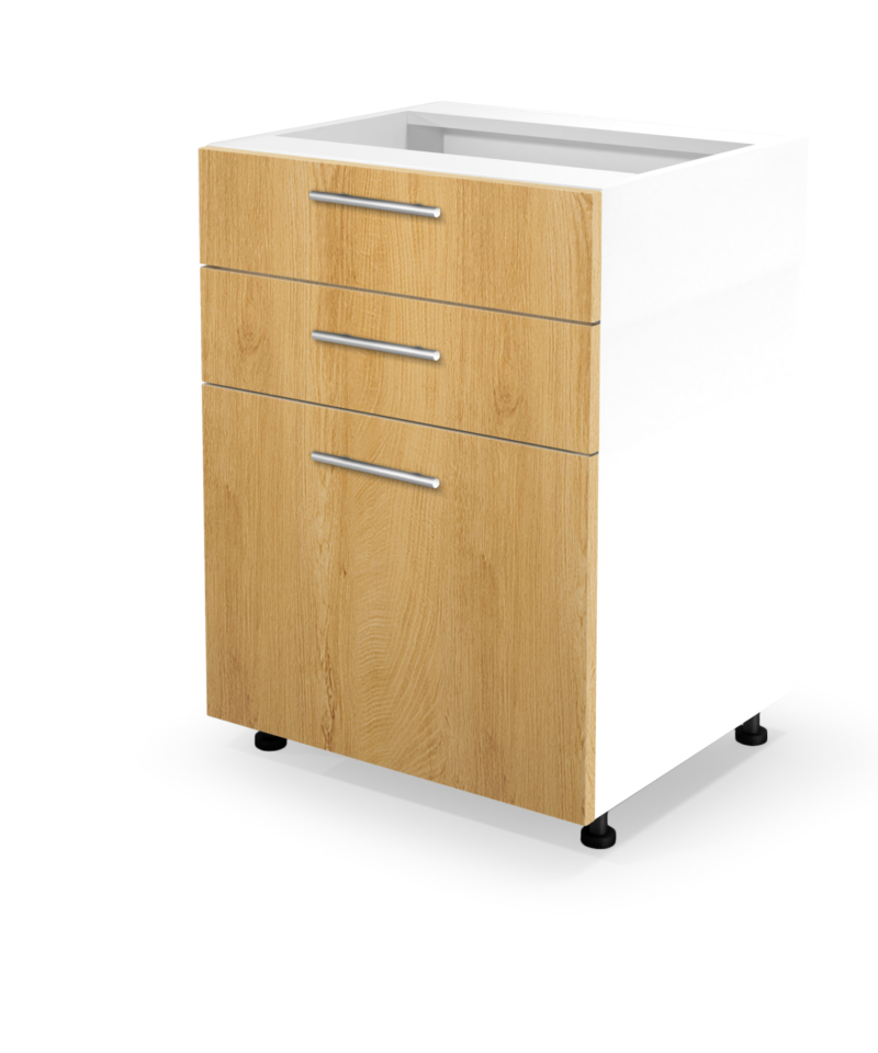 VENTO DS3-60/82 lower cabinet with drawers, color: white/honey oak