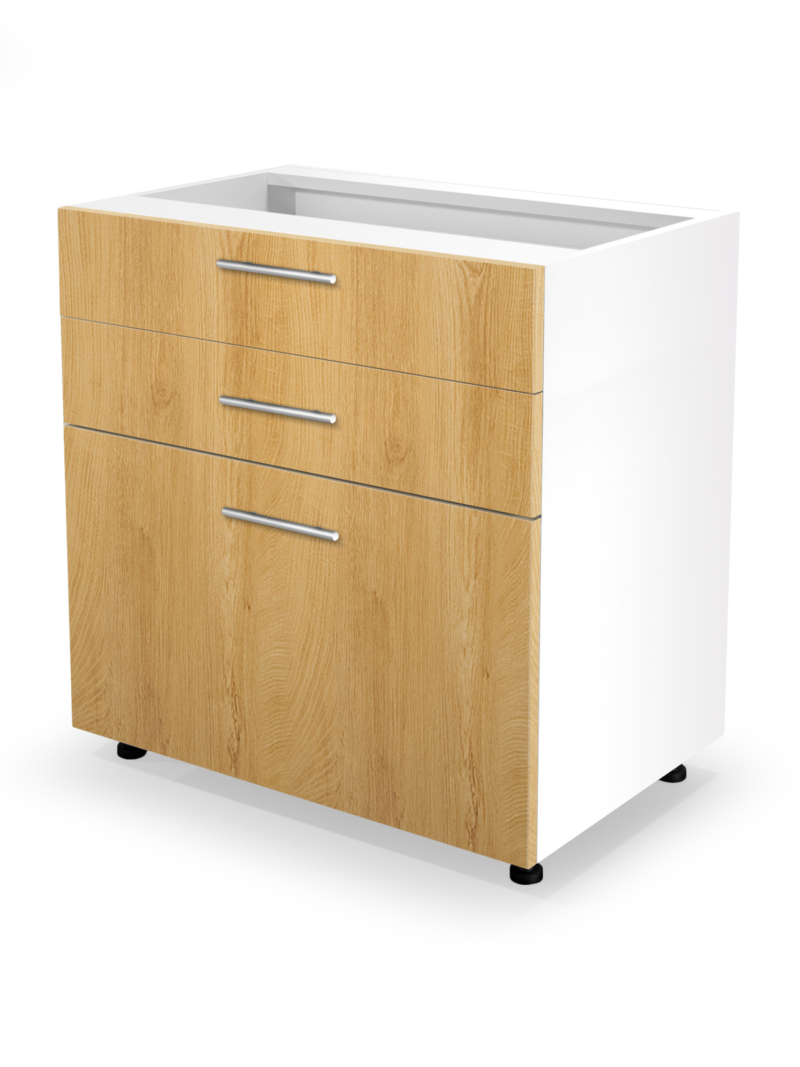 VENTO DS3-80/82 lower cabinet with drawers, color: white/honey oak