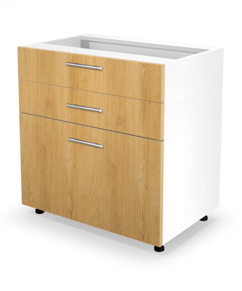 VENTO DS3-80/82 lower cabinet with drawers, color: white/honey oak