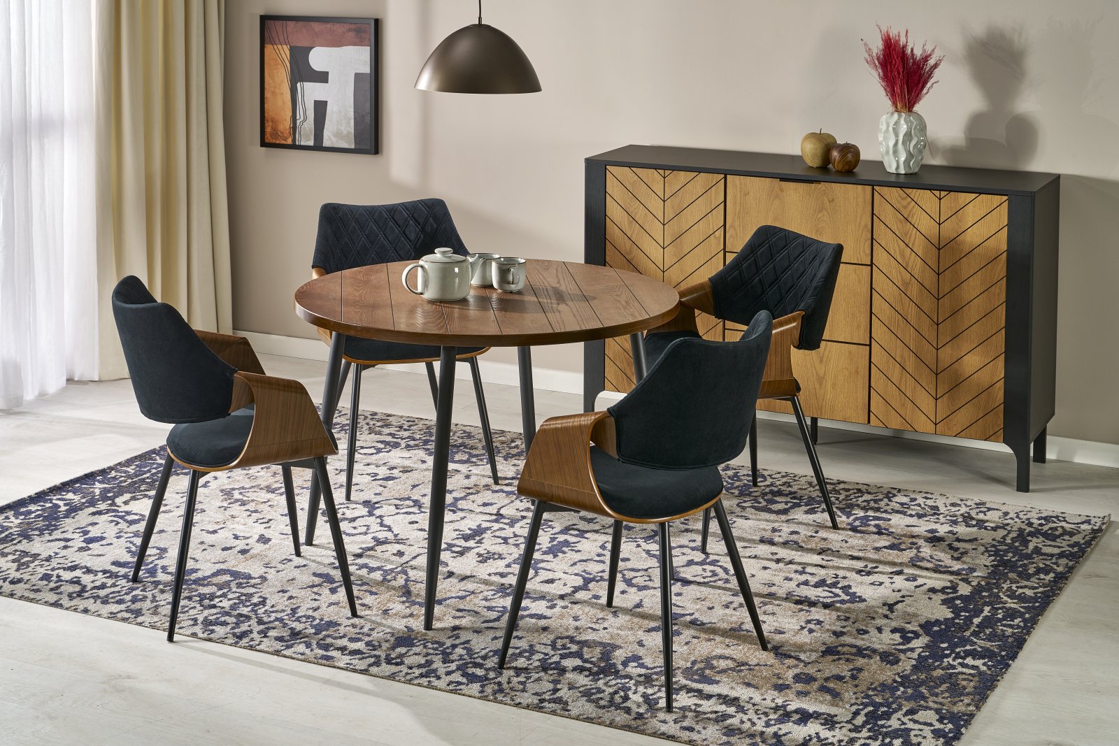 BARRY round table, walnut / black