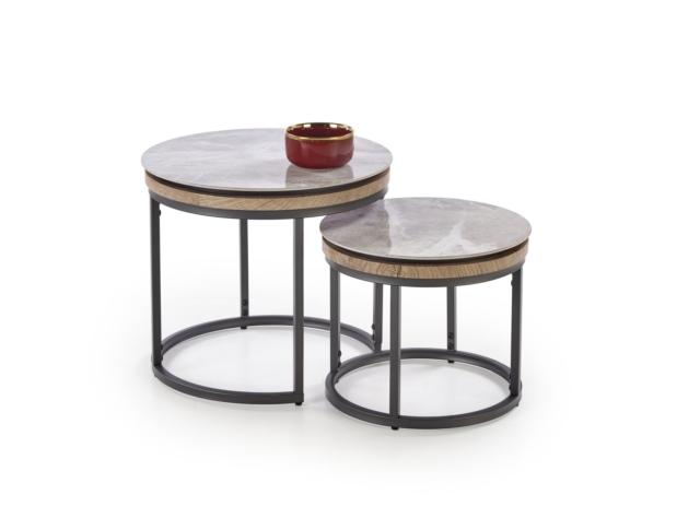 ITAKA set of 2 coffe tables, grey marble / graphite