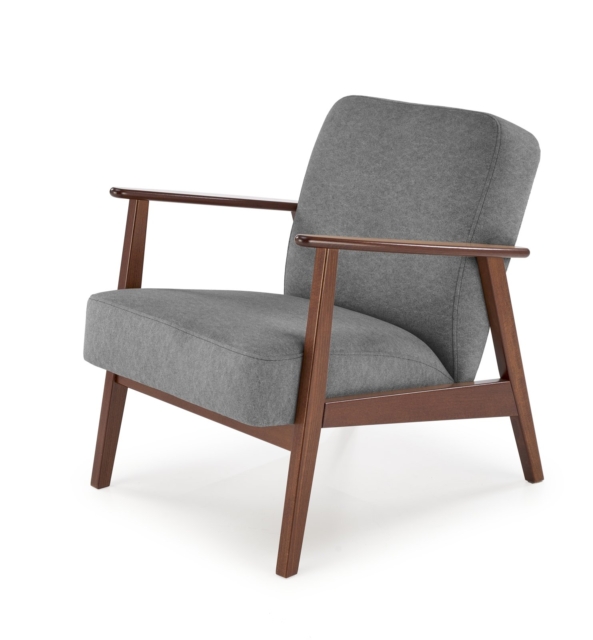 MILANO 1S, leisure chair, grey CASTEL#93 / dark walnut
