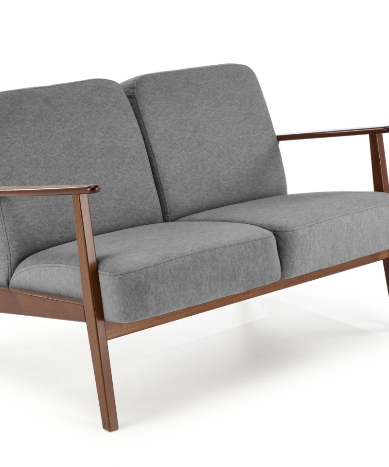 MILANO 2S sofa, grey CASTEL#93 / dark walnut