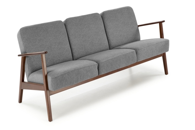 MILANO 3S sofa, grey CASTEL#93 / dark walnut