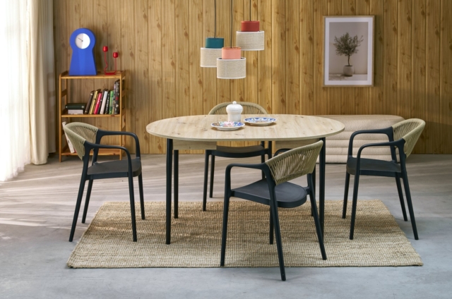 PIVOT extension table top - artisan oak, legs - black