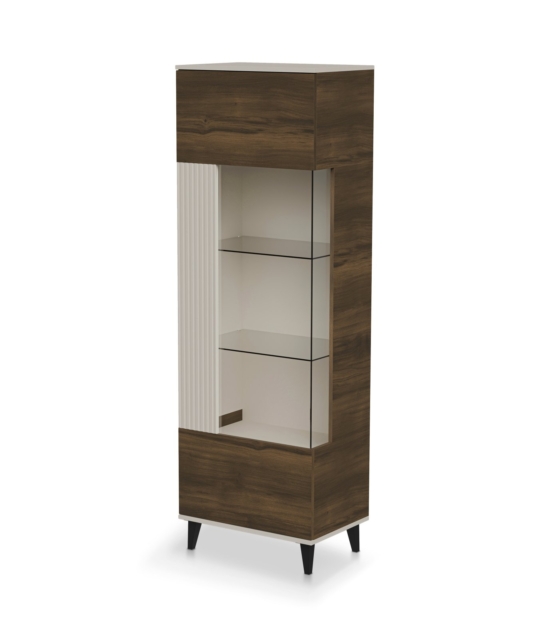 RANDOM 2 W-1 display cabinet, color: cashmere / walnut / black