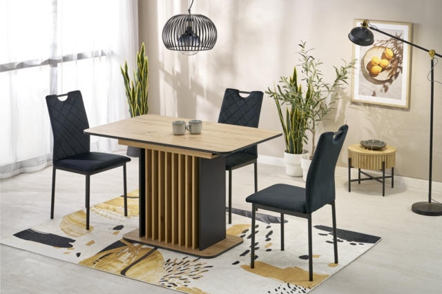 WILSON extension table, top - artisan oak / black, legs - artisan oak / black