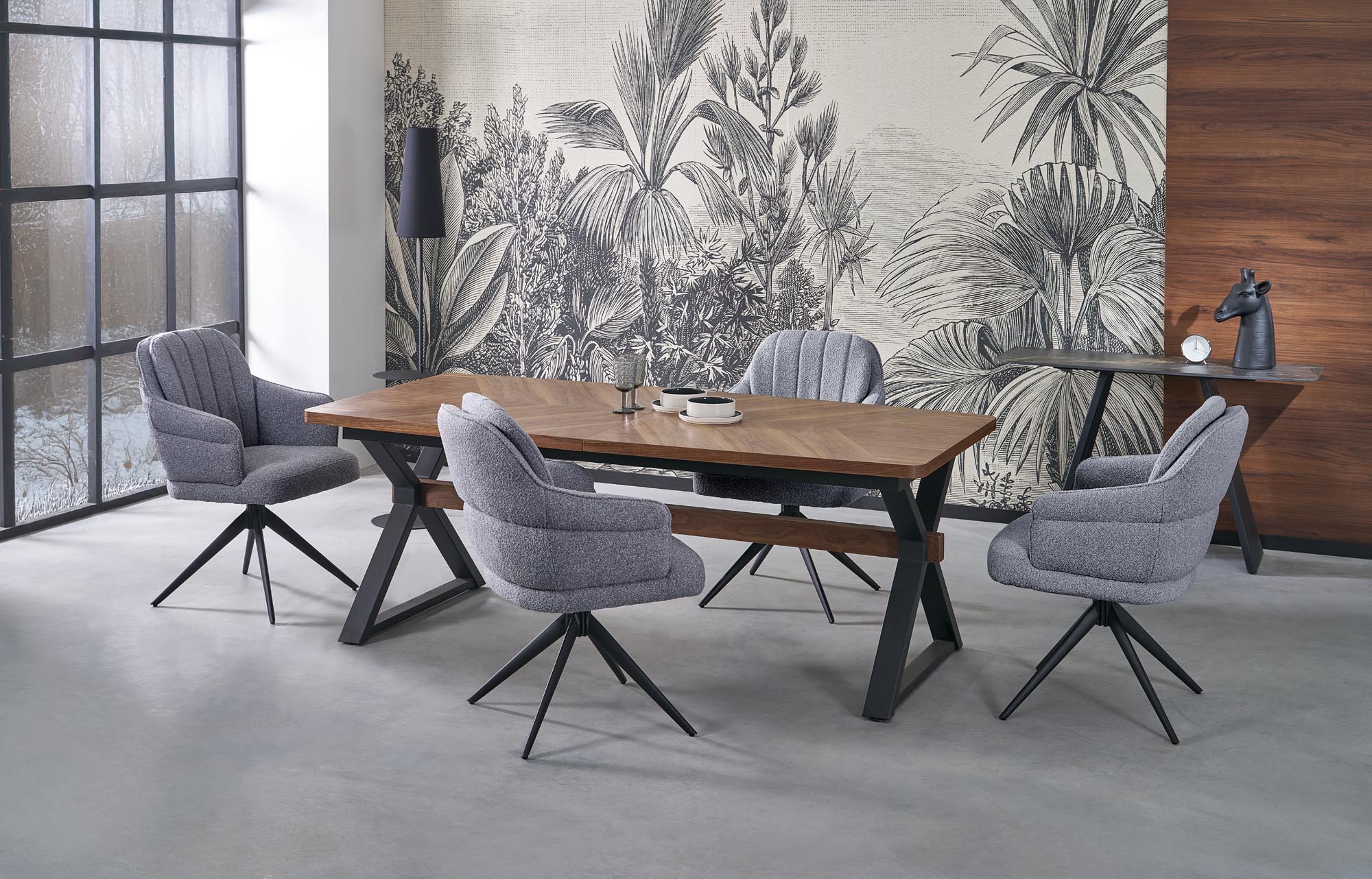 BARON extension table, walnut / black - Image 6