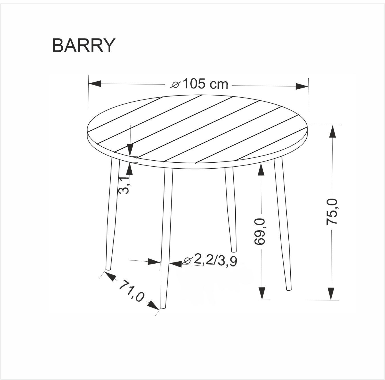 BARRY round table, walnut / black - Image 6