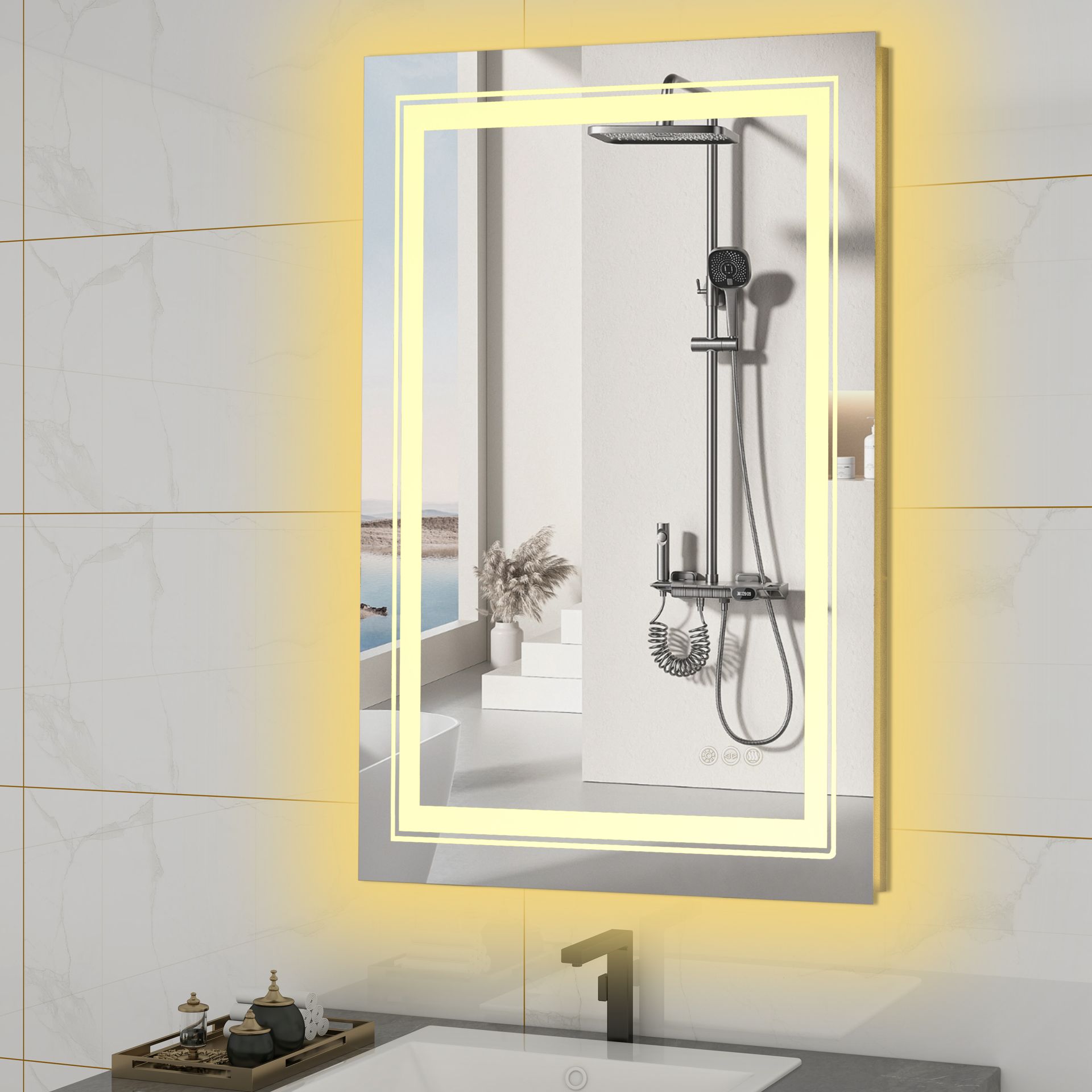 VERO bathroom wall mirror, silver - Image 7