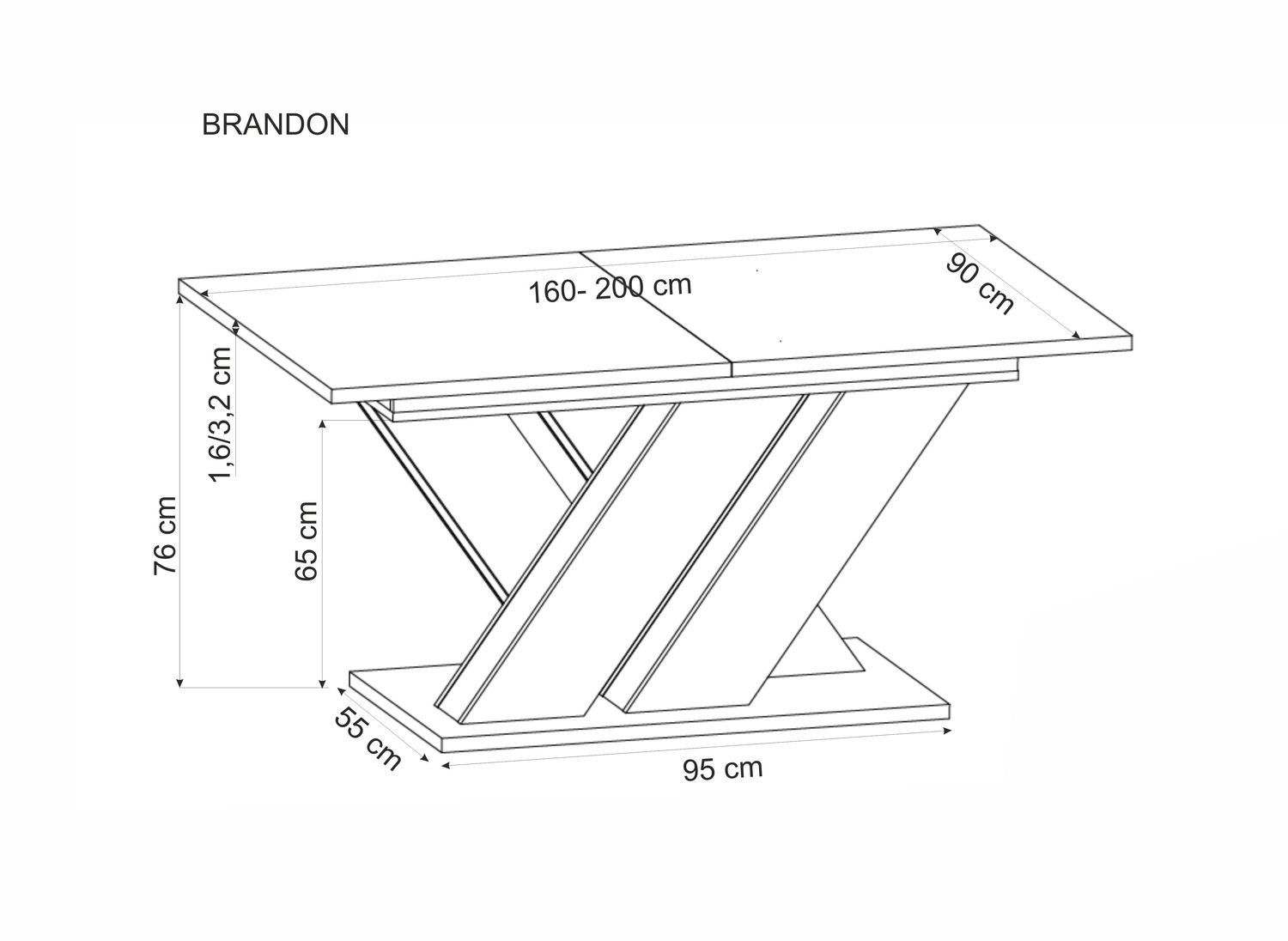 BRANDON extension table, cashmere / cremona oak - Image 8