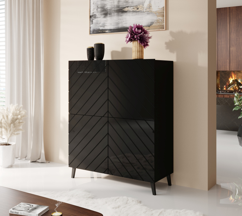 Chest of drawers ABETO mat black/ gloss black