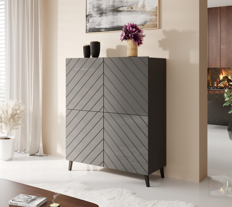 Chest of drawers ABETO mat graphite/ gloss graphite