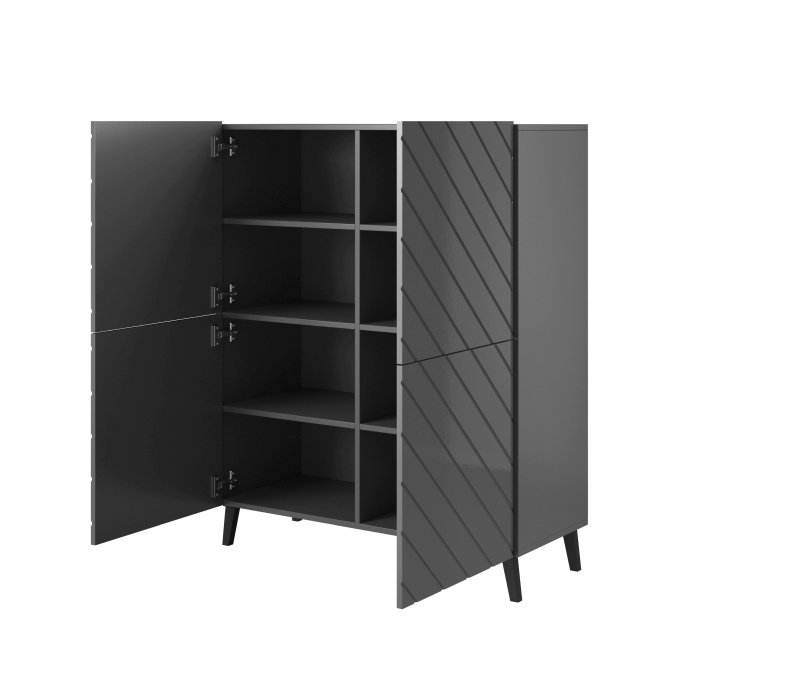 Chest of drawers ABETO mat graphite/ gloss graphite - Image 4