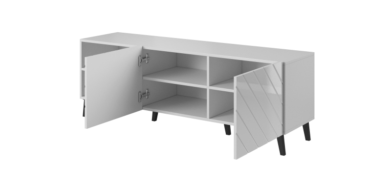 TV stand 150 ABETO mat white/ gloss white - Image 4