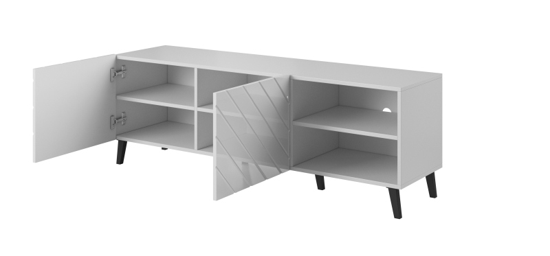 TV stand 150 ABETO mat white/ gloss white - Image 6