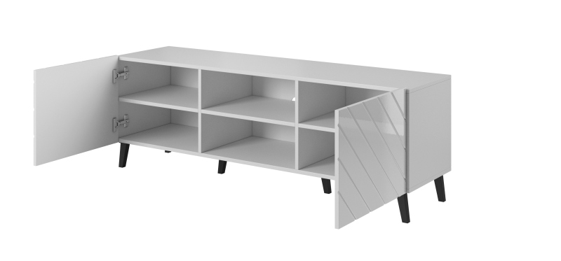 TV stand 150 ABETO mat white/ gloss white - Image 8