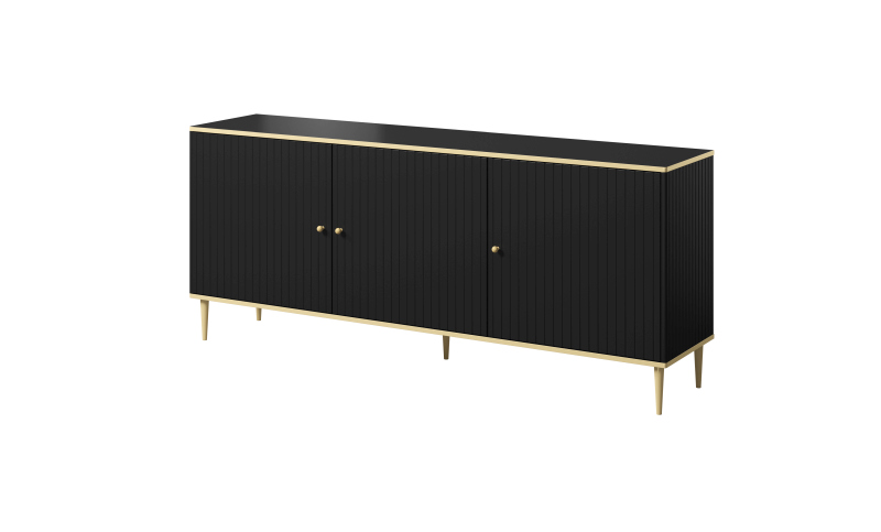 GLAMOUR chest of drawers 180 black/black + gold - Image 3