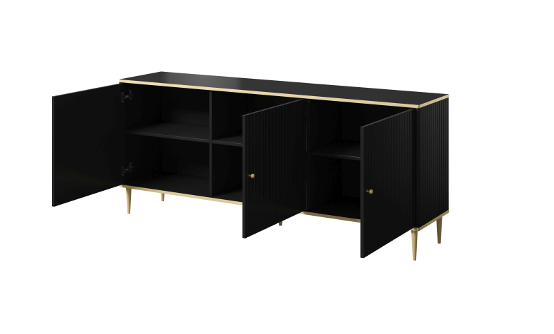 GLAMOUR chest of drawers 180 black/black + gold - Image 4