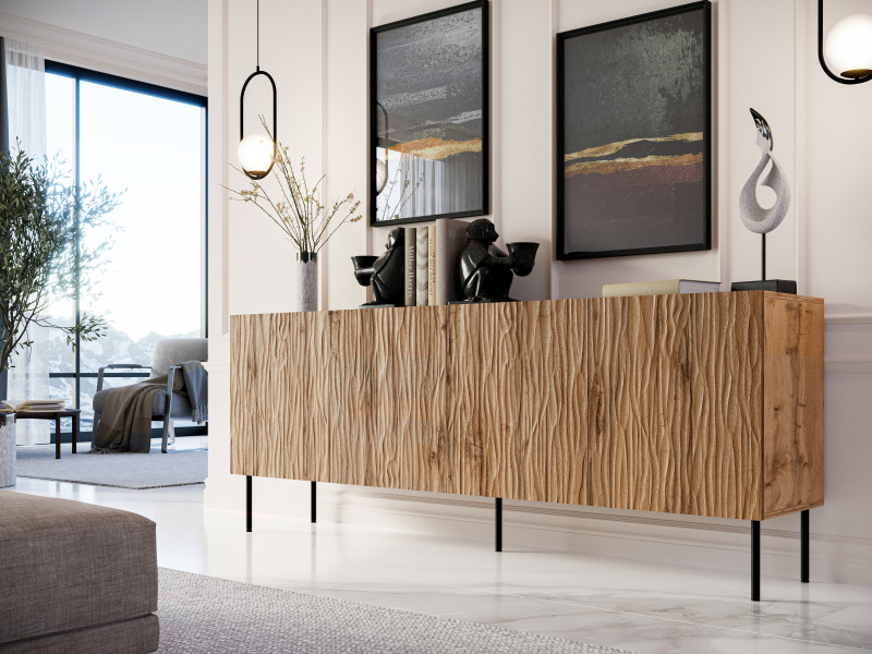 JUNGLE chest of drawers 190 wotan oak mat/ black mat