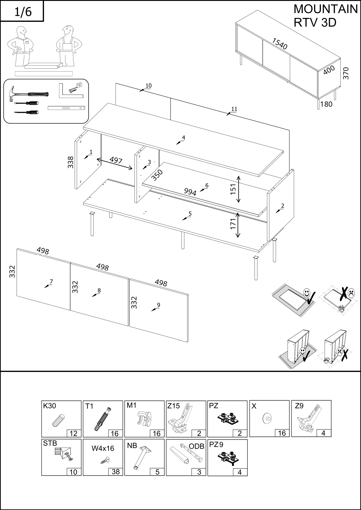 MOUNTAIN TV stand 150(3D) black ( 1 pcs. = 1 box ) - Image 5