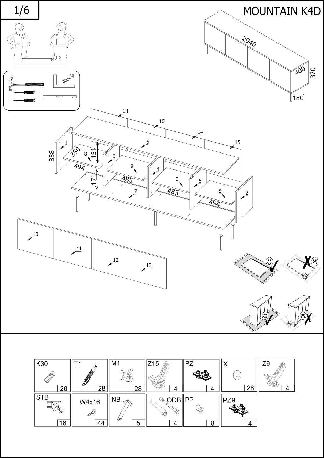 MOUNTAIN TV stand 200(4D) black ( 1 pcs. = 1 box ) - Image 5