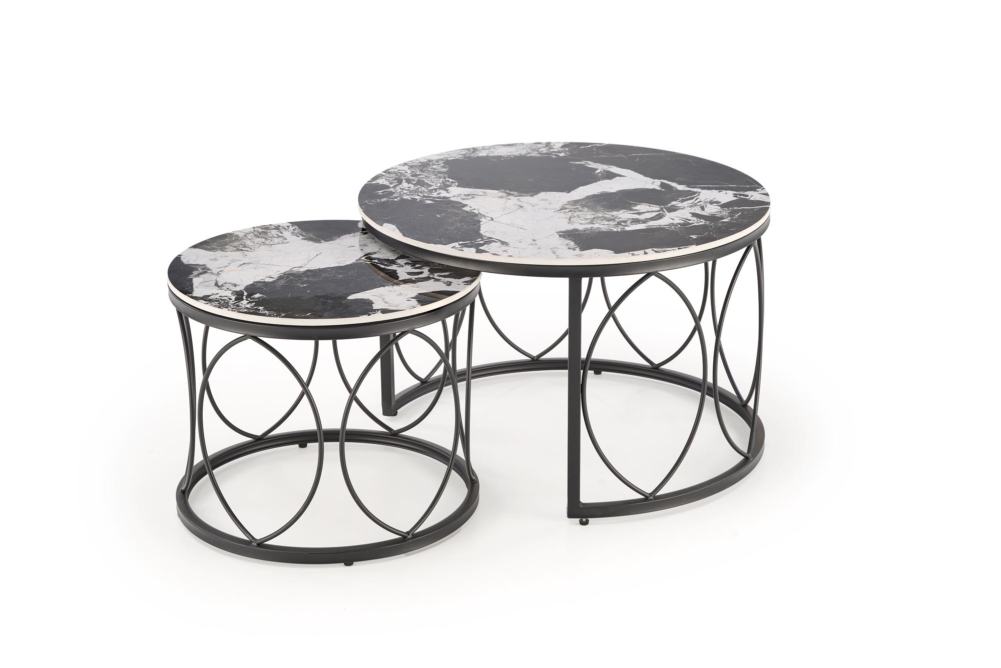 ALEXANDRA set of two coffee tables, black marble / black