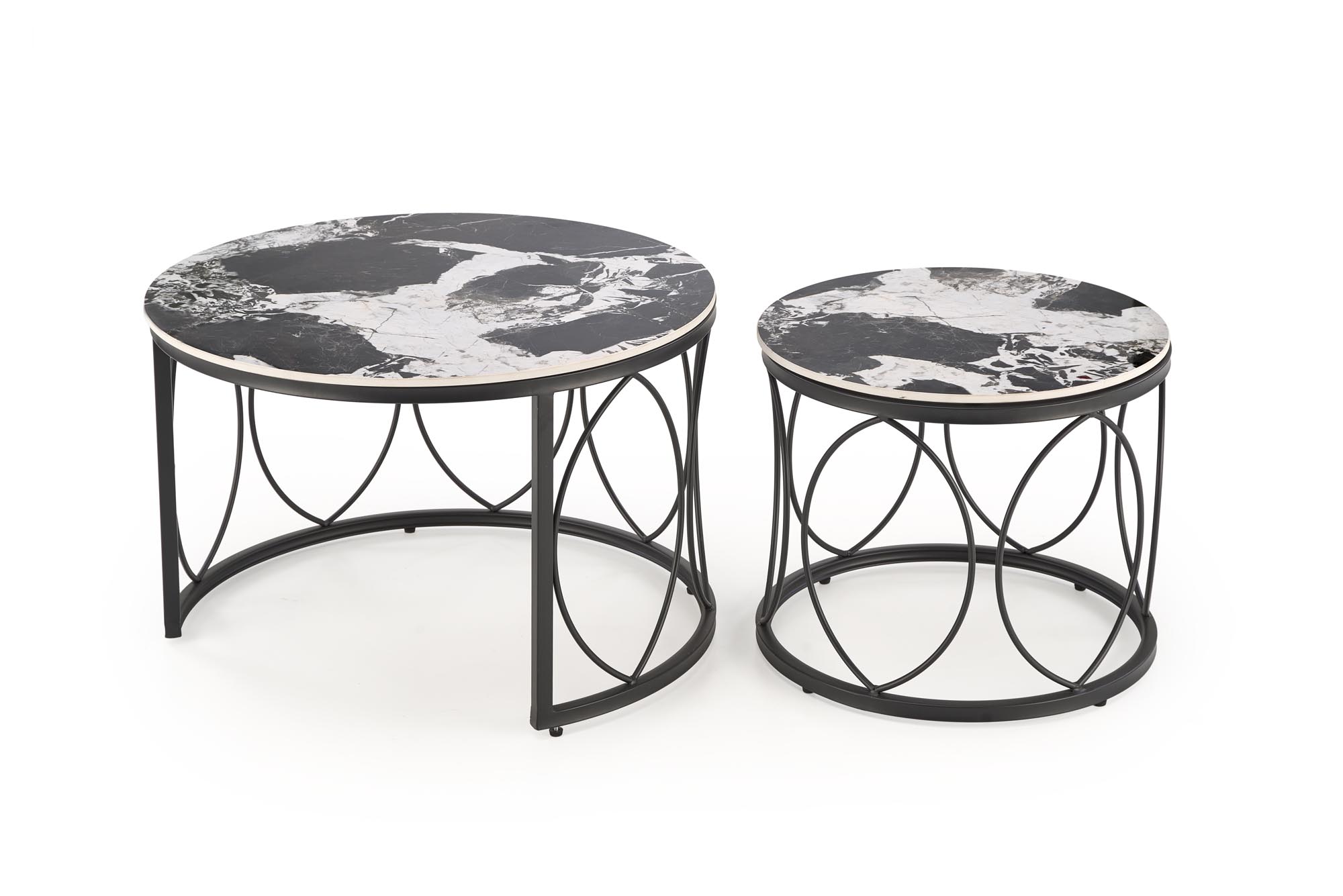 ALEXANDRA set of two coffee tables, black marble / black - Image 6
