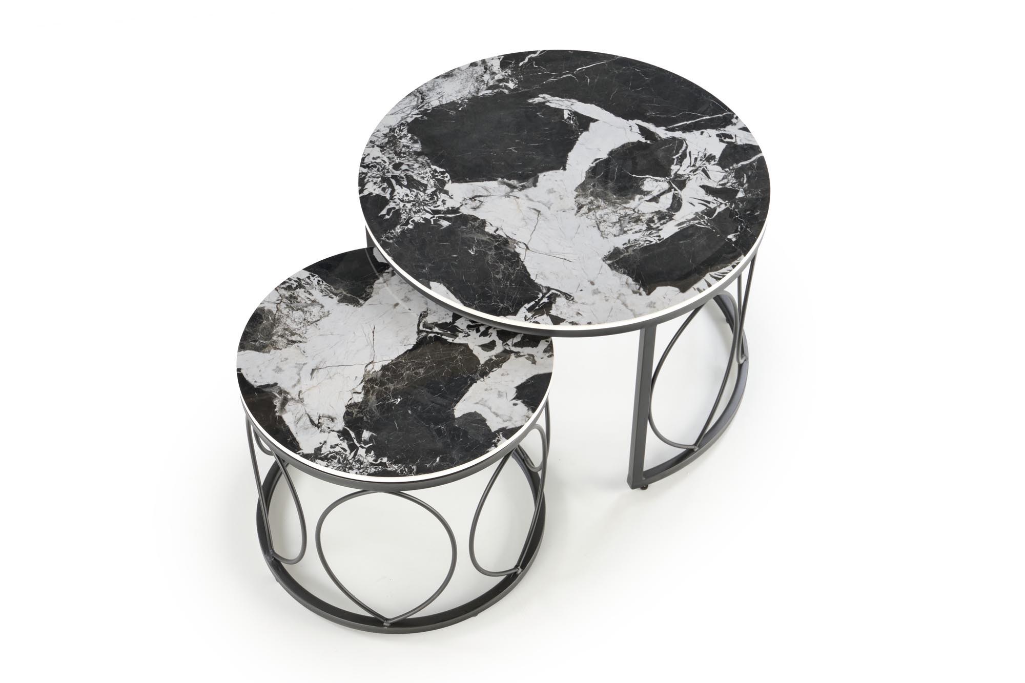 ALEXANDRA set of two coffee tables, black marble / black - Image 7