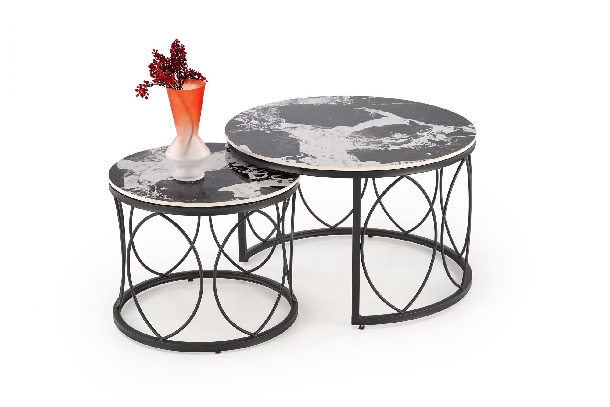 ALEXANDRA set of two coffee tables, black marble / black - Image 9