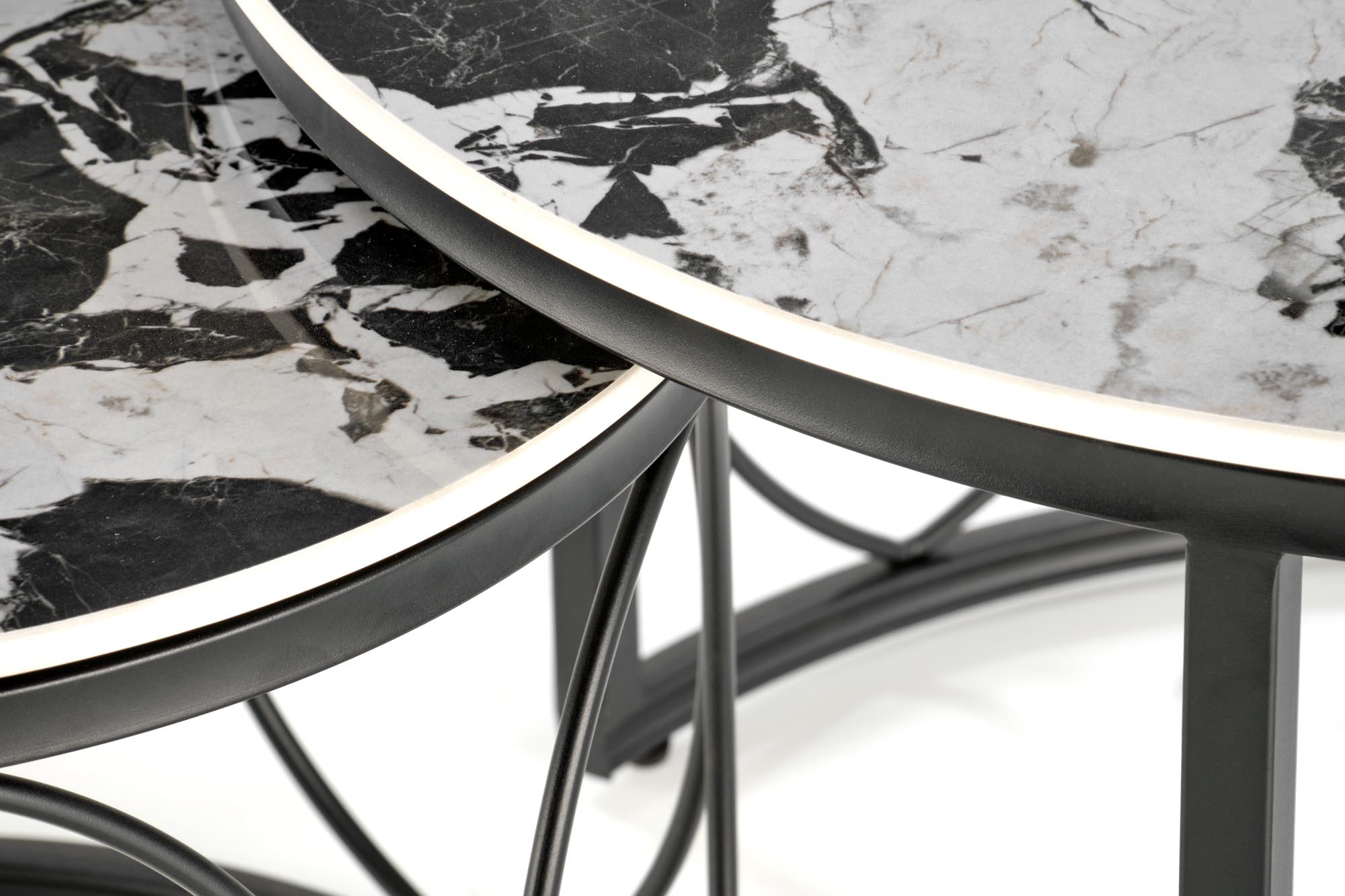 ALEXANDRA set of two coffee tables, black marble / black - Image 11