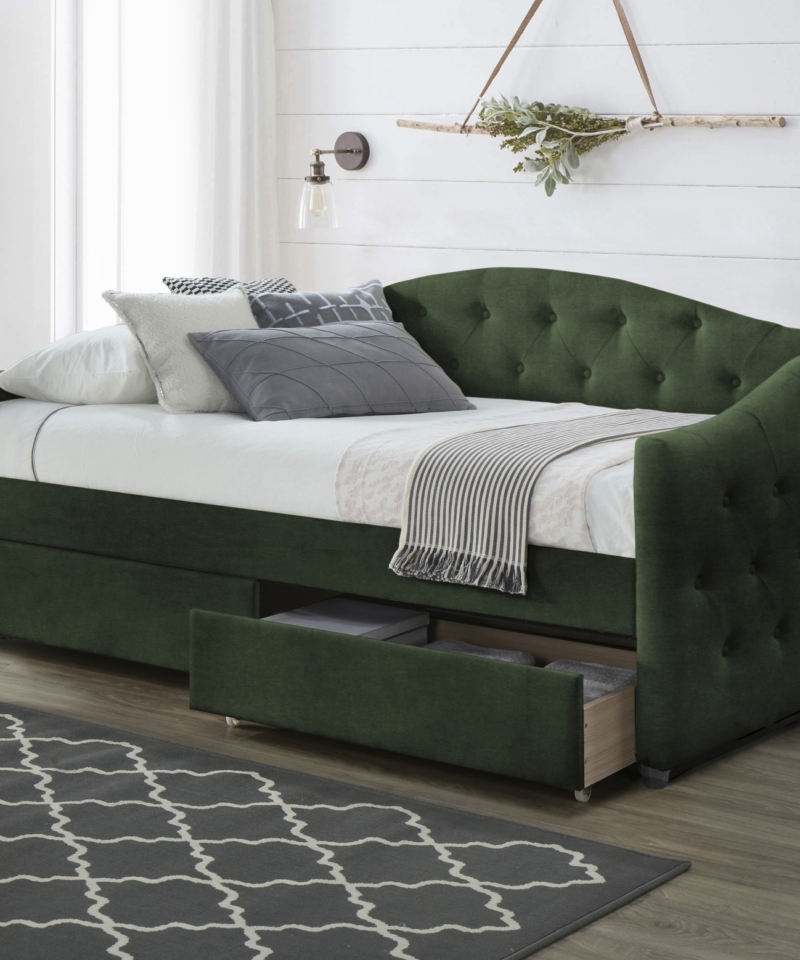 ALOHA bed with drawers, color|: dark green