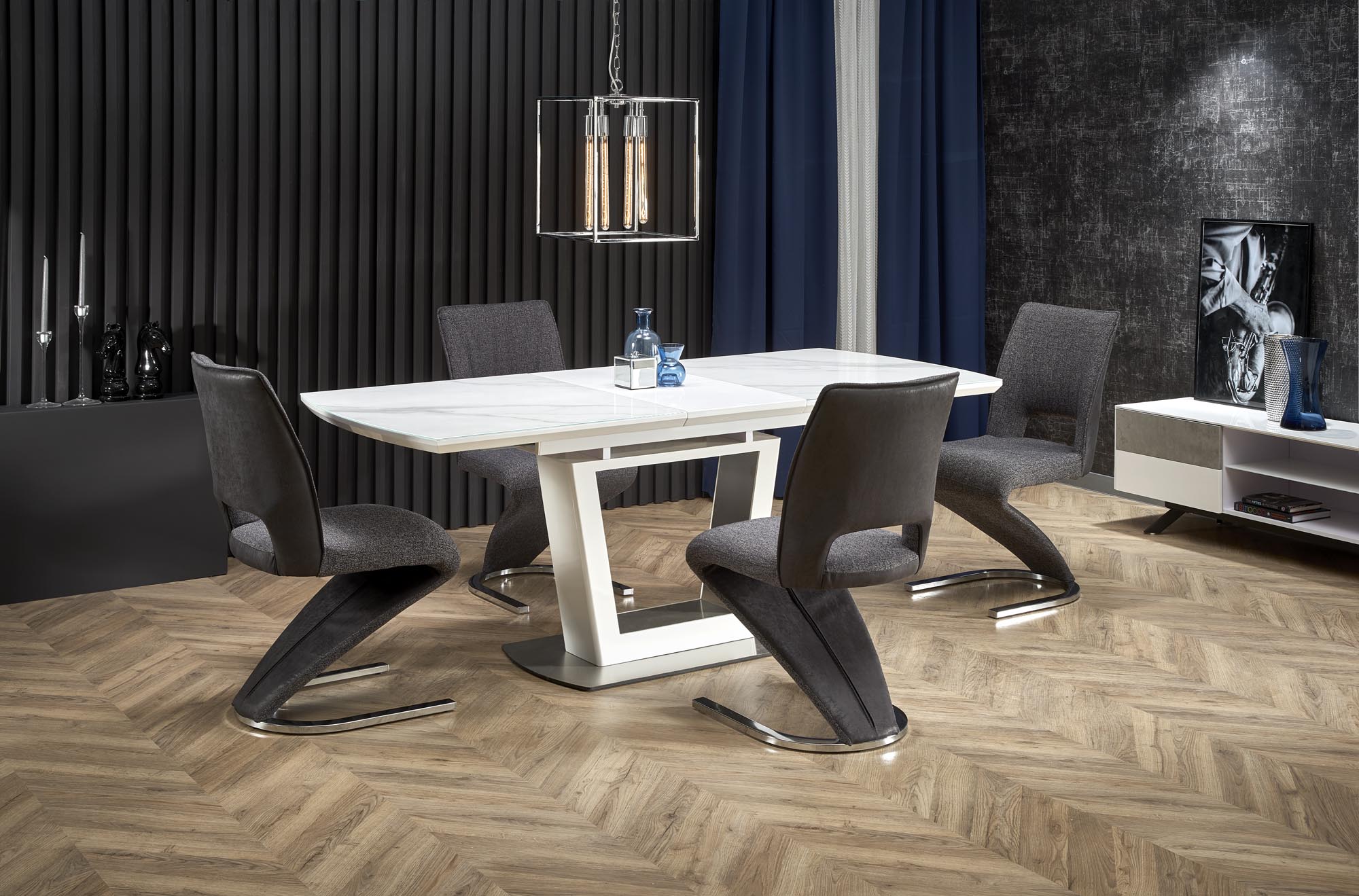 BLANCO extension table, color: white marble - white