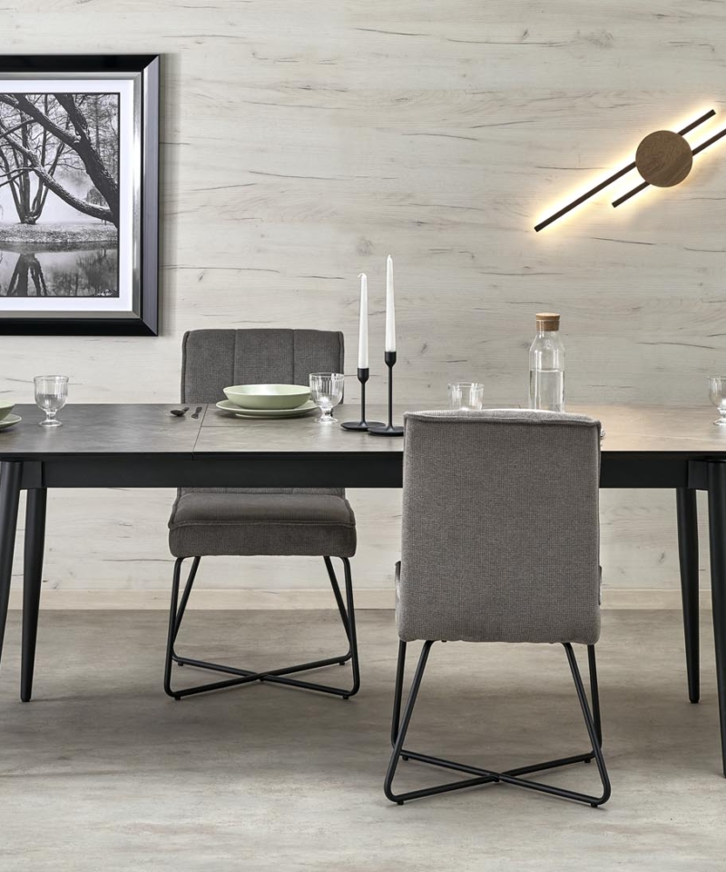 CHARLES table grey marble / black