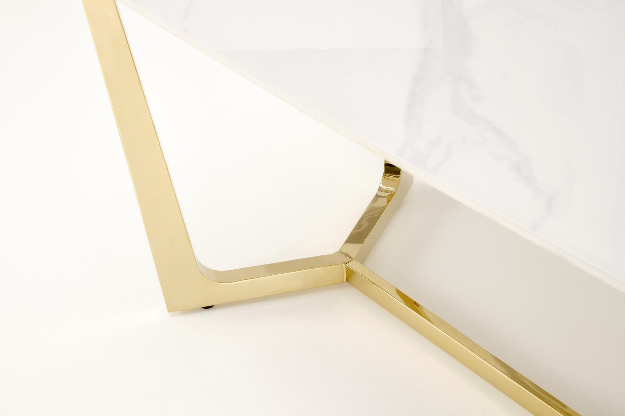 CLEMENTE table, color: top - white marble, legs - gold - Image 3