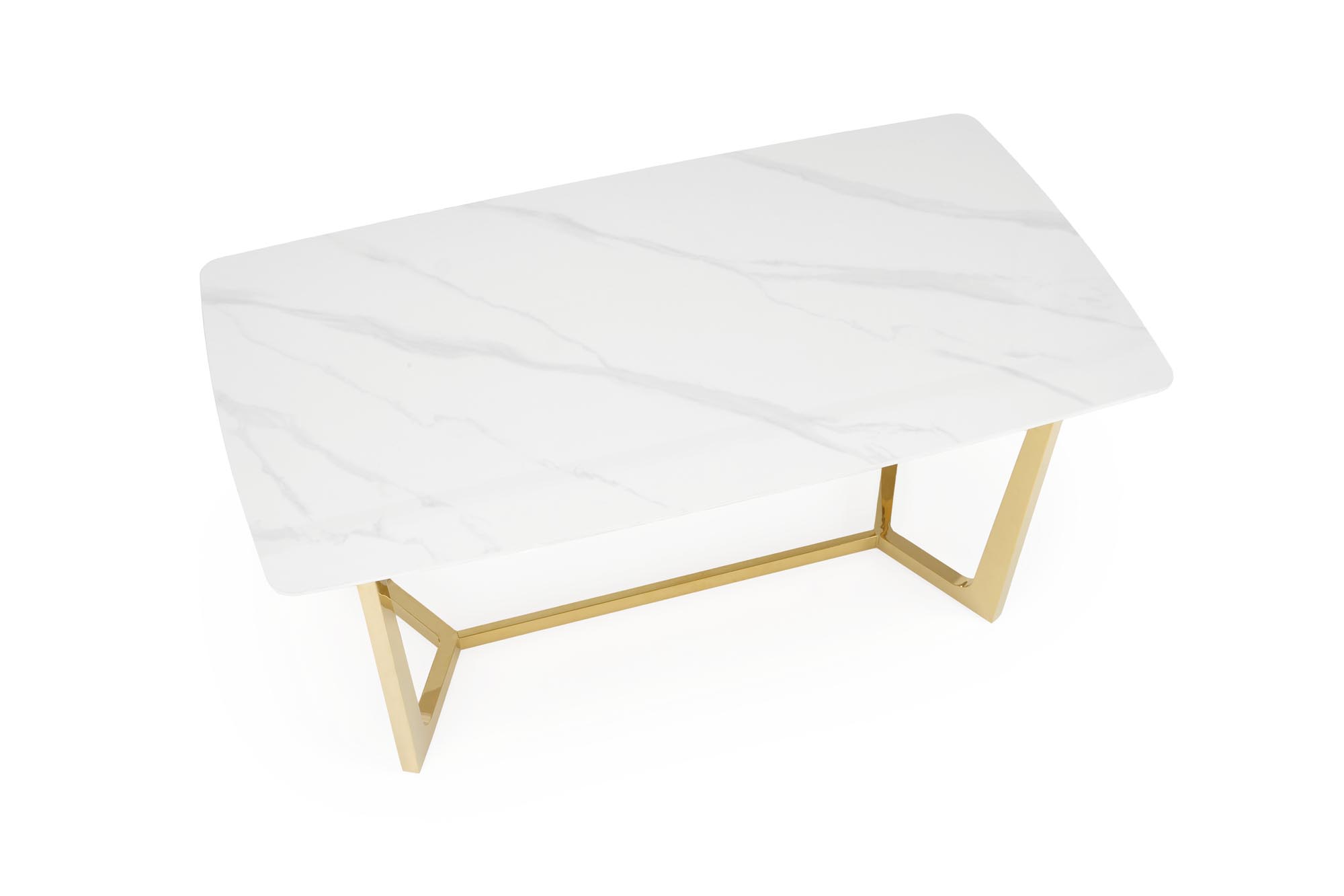 CLEMENTE table, color: top - white marble, legs - gold - Image 6