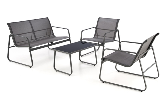 CONOR garden set (sofa + 2 chairs + coffee table), dark grey / light grey