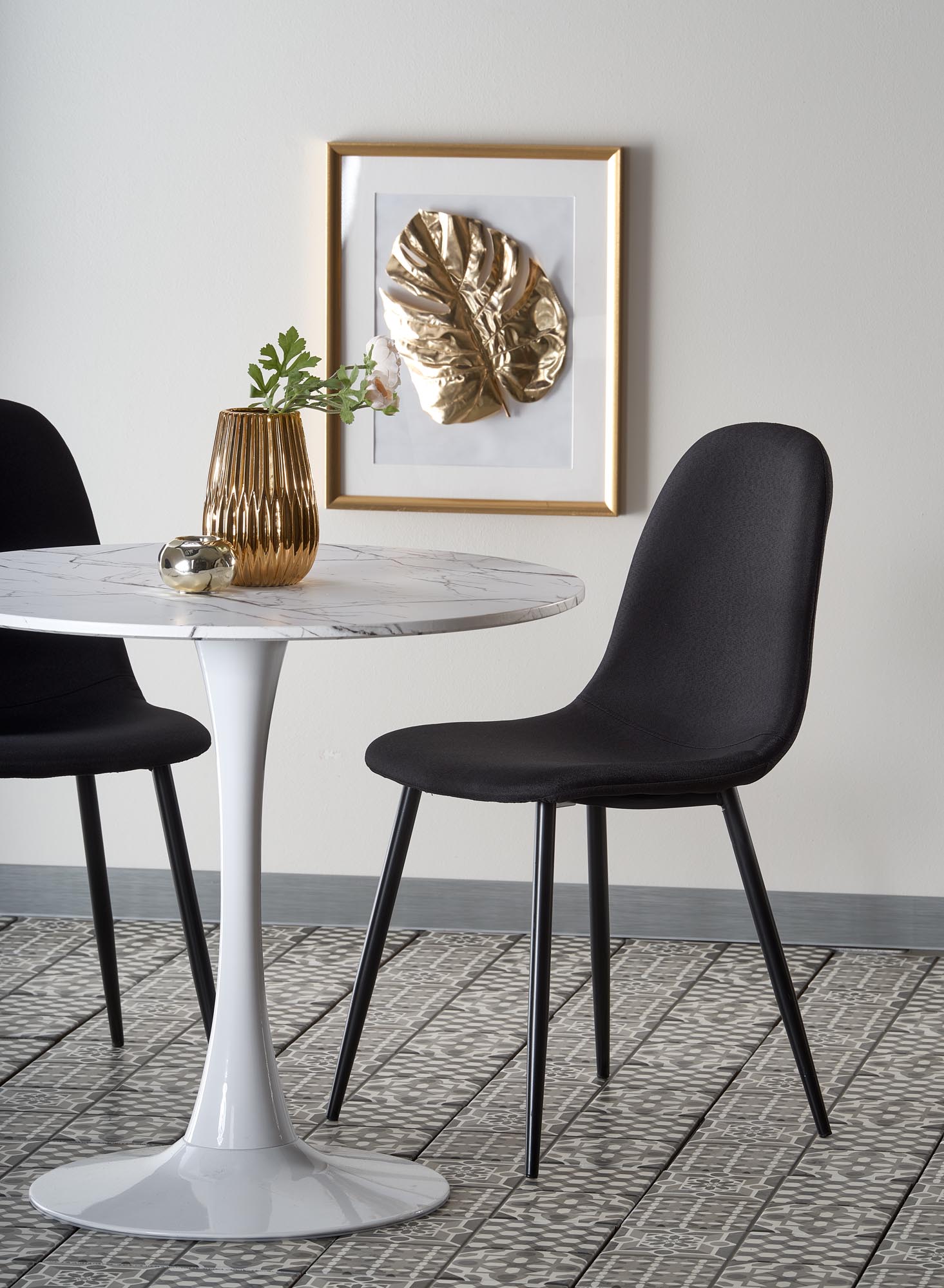 DENVER table, color: top - white marble, legs - white - Image 3